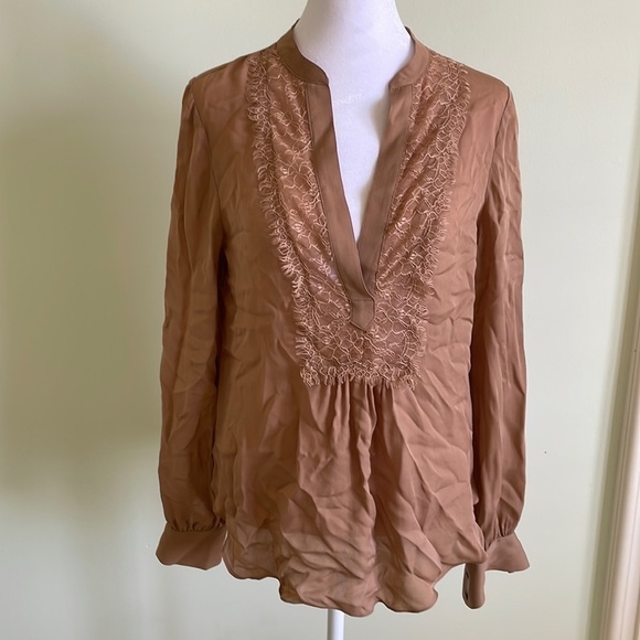 Haute Hippie Tan Silk Blouse - Picture 1 of 7